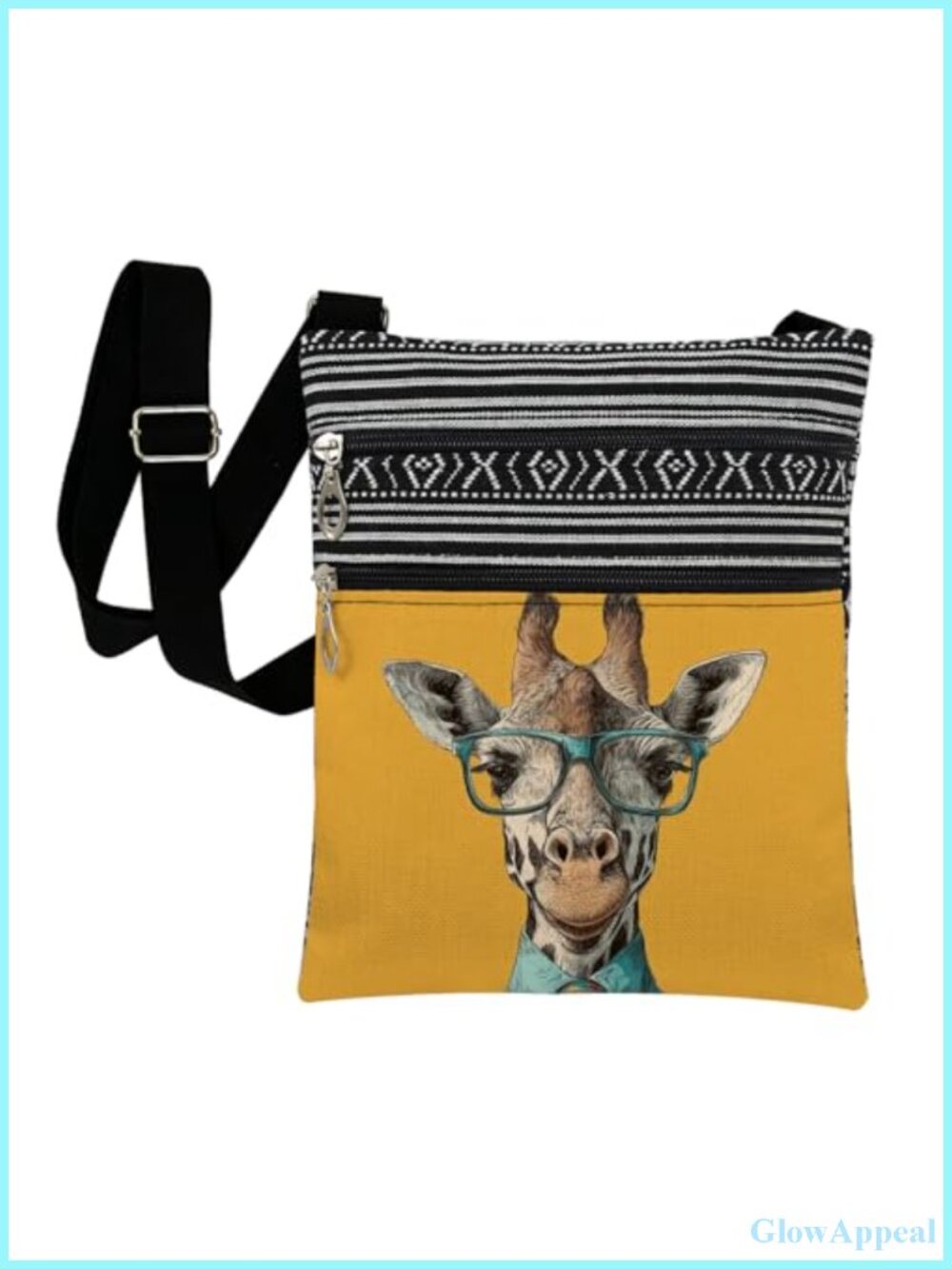 Giraffe Print Crossbody Bag Lightweight Polyester Adjustable Strap